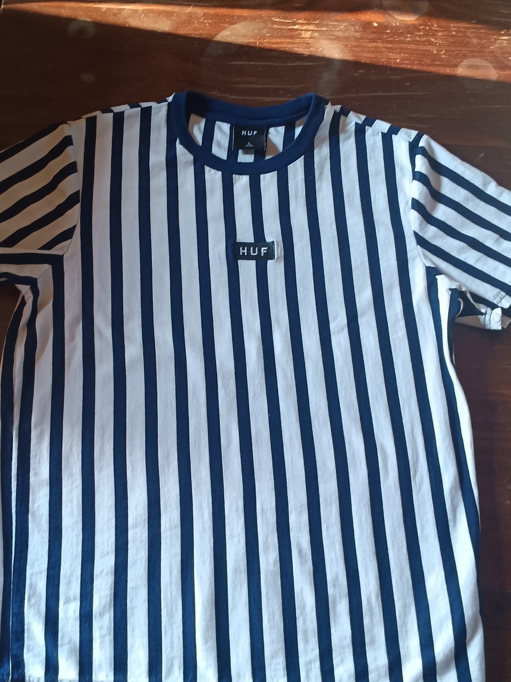 HUF Men’s Or Unisex Blue and White Vertical Stripe Short Sleeve Tee